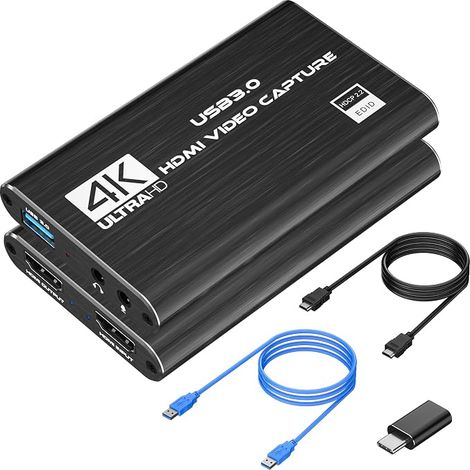 Carte d'acquisition vidéo, Carte de Capture USB 3.0 4K HDMI en Boucle, 1080P 60FPS/2K 30FPS Capture de Jeu vidéo pour Le Streaming Fonctionne pour PS5/Switch/PC/OBS (1/5)
