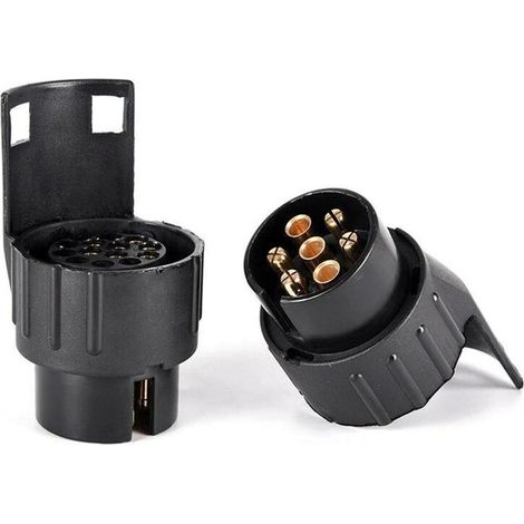 Lot de 2 fiches adaptateur 13 à 7 broches,selon ISO 11446 et ISO 1724,pour systèmes de remorque 12 V,connecteur de connexion remorque à voiture,pour remorque de voiture,fiche adaptateur remor (1/5)
