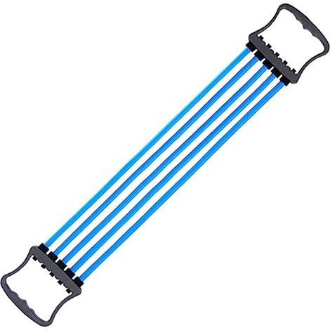 Este extensor de pecho/estirador muscular para fitness cuenta con 5 bandas de resistencia desmontables y es adecuado para el hogar, el gimnasio y el entrenamiento de los músculos de los hombros y los 