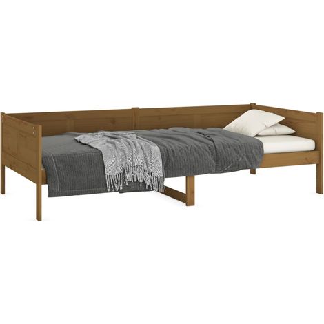 Sofá cama de madera maciza de pino marrón miel 90x190 cm vidaXL