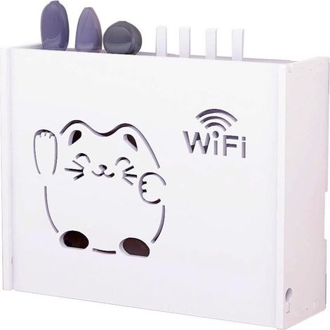 Supports de stockage Support de stockage de routeur sans fil Boîte de protection multimédia murale Support de décodeur WiFi Support flottant , Blanc (1/3)