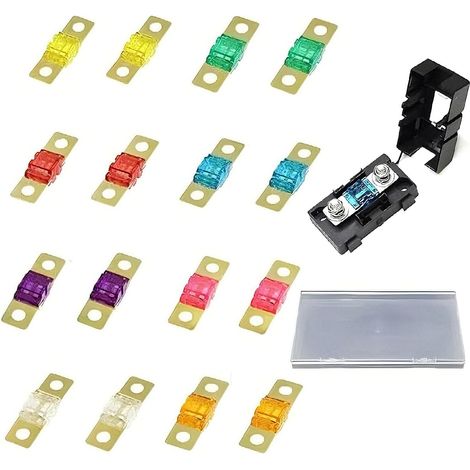 fusible Voiture 16 pièces 20A à 125A, fusibles Bolt-on Haute intensité avec boîte de Rangement, fusible Auto coloré pour Voiture Camion Bus engins agricoles Usage Polyvalent (1/5)