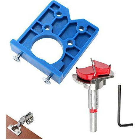 Set di punte per trapano per cerniere da 35 mm, punte di posizionamento fori regolabili, frese di posizionamento per l'installazione di cerniere per mobili in legno, ante e armadi. (1/5)