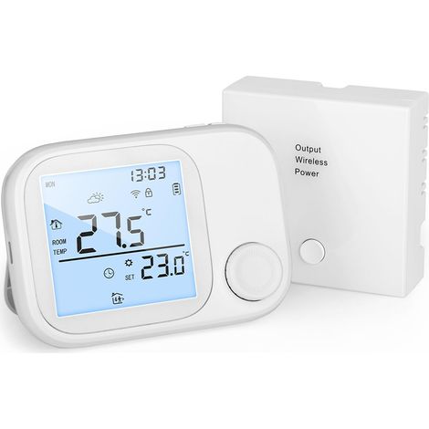 Thermostat Connecté Chaudière Gaz WiFi,Compatible Alexa Google,Programmateur Hebdomadaire,Mémoire,Réglage Bouton,Antigel,Sécurité Enfant (1/5)
