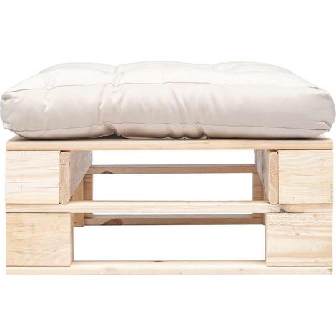 Canapé de jardin palette Canapé Repose-pied relax - et coussin sable Bois naturel BV264239 - BonneVie (1/4)