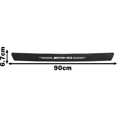 (1 pièce) Autocollants de protection de seuil de porte en fibre de carbone avec logo AMG, compatibles avec Mercedes-Benz AMG W211, W205, W213, W203, A207, C218, CLA, CLS et Classe E. (1/4)