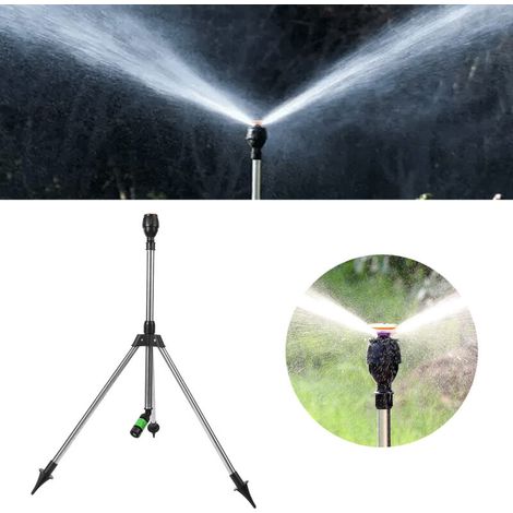 Trépied arrosage avec tête irrigation auto rotative 360° et support relevable, pour jardin pelouse (1/5)