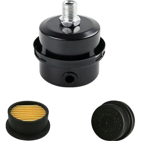2 Pieces Air Filter Muffler, 3/8 Inch 16 mm Metal Air Filter, Silencer for Black Metal Intake Filter, Suitable for Replacement Parts for Air Compressors to Filter Cartridges (1/5)