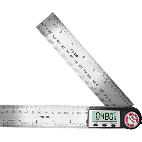 Jauges d'angle professionnelles en acier inoxydable 200 mm Double systèmes de mesure et réponse Écran numérique Antirouille Outil de mesure Projets (1/5)