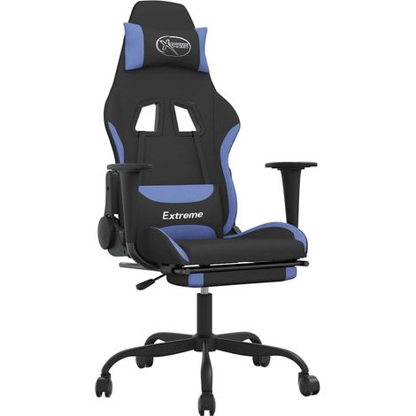 Maison Exclusive - Sedia da Gaming con Poggiapiedi Nero e Blu in Tessuto (1/5)
