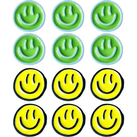 12 aimants pour réfrigérateur, résine, motif sourire, 10 mm, pour cuisine, classe ou bureau (1/5)