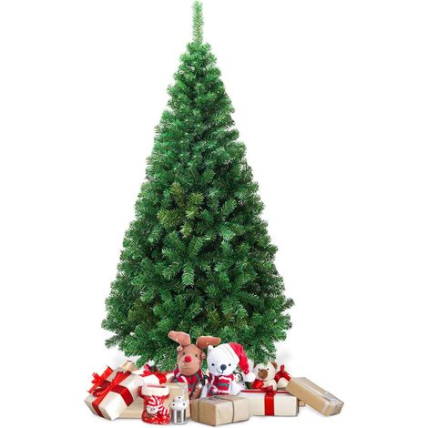 COSTWAY Albero di Natale 150/180/210/240 cm, Albero di Natale Artificiale e Folto con 350/650/950/1138 Rami e Base in Metallo, Albero di Natale Realistico per Casa, Ufficio e Negozio, Verde (180 cm)