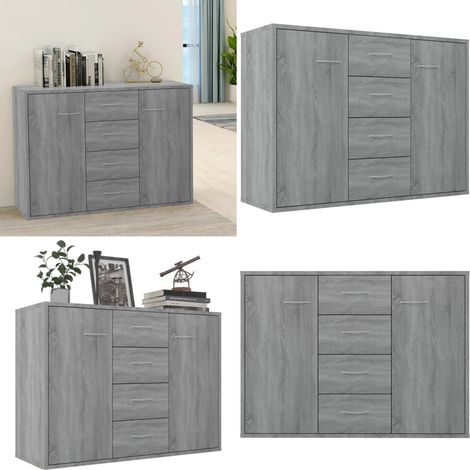 Sideboard Grau Sonoma 88x30x65 cm Holzwerkstoff - Schreibtisch - Wohnzimmermöbel - Sideboard Grau - Holz Sideboard - Regal - Home & Living (1/5)