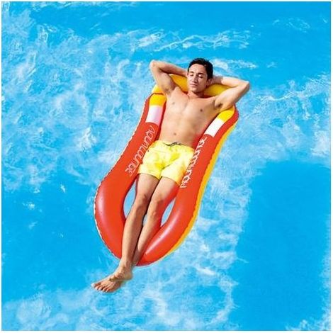 Matelas Gonflable Piscine,Fauteuil Gonflable de Piscine,Hamac de Piscine,Lit Flottant Gonflable avec Filet,Matelas Piscine et Plage Enfants Adultes (rouge) (1/5)