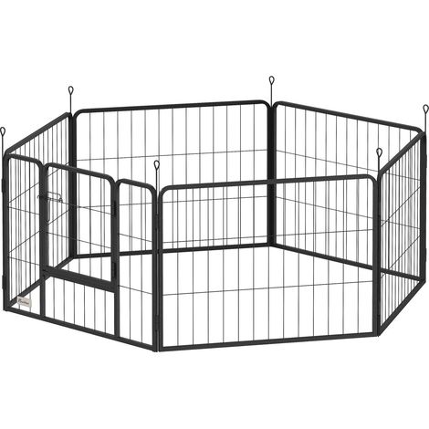 Valla para perros, recinto para mascotas, 6 paneles, acero, plegable, gris (1/5)