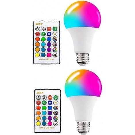 Ampoule LED multicolore RGB 16 couleurs E27, intensité variable, 15 W, avec télécommande, projecteur à changement de couleur, lampe d'ambiance (1/5)