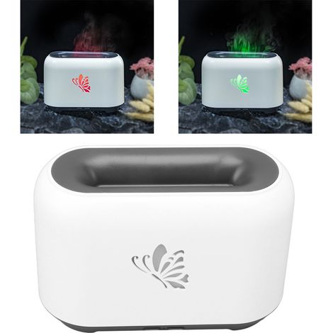 Humidificador Deluxe [Difusor de Llama 150 ml] con Efecto Llama LED y Aceites Esenciales para Oficina, Coche, Spa, Blanco, ABS/PP, 341 g (1/5)