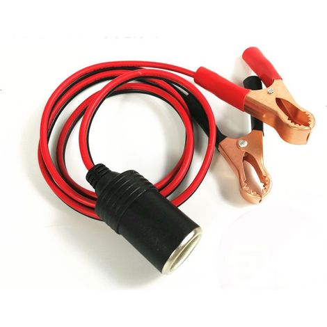 Conector hembra para encendedor de coche eléctrico de 12 V, conector de extensión con pinza de cocodrilo, adaptador de batería, conector de extensión con pinza de cocodrilo, enchufe para coche, 1 unid