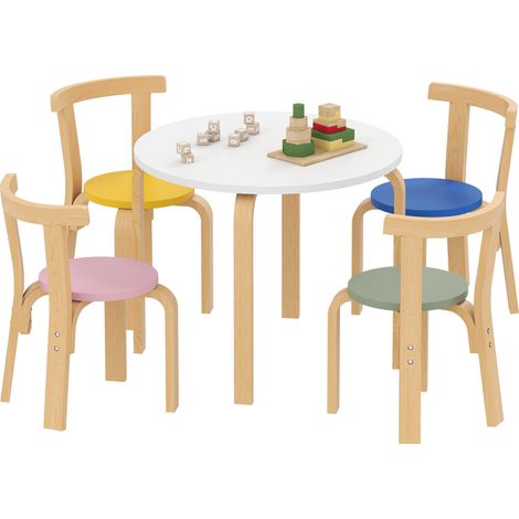 AIYAPLAY 5 Piece Kids Table and Chairs Set Wood for 3-8 Years for Art Crafts