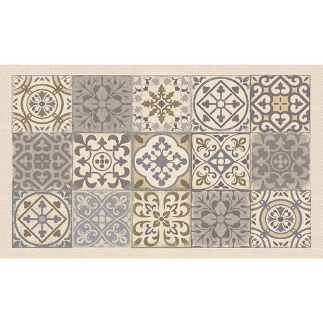 Alfombra de terciopelo en forma de azulejo color ocre 45x75 - Mercury