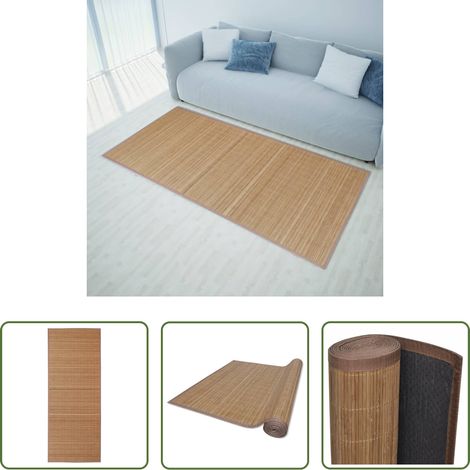 Tapis naturel - Tapis en bambou marron à latte rectangulaire 150 x 200 cm (1/5)
