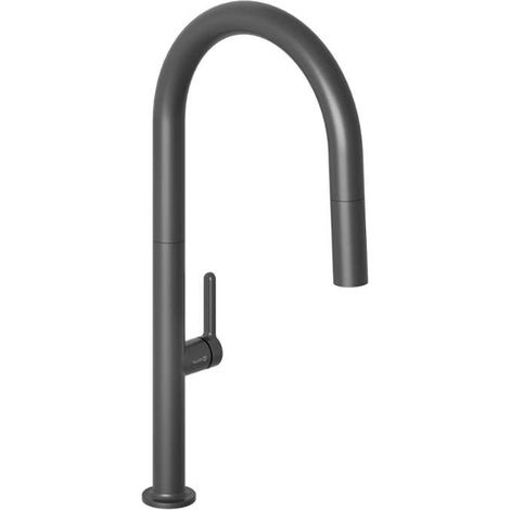 Kludi Aurea - Grifo de fregadero con ducha extraíble, negro mate 558526675 (1/5)