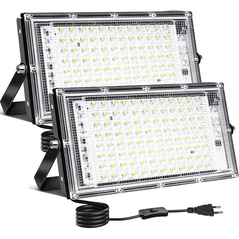 Projecteur extérieur LED lot de 2, 100W Spot LED Extérieur IP65 étanche projecteur led blanc froid, Eclairage Exterieur pour jardin,cour,Garage (1/5)