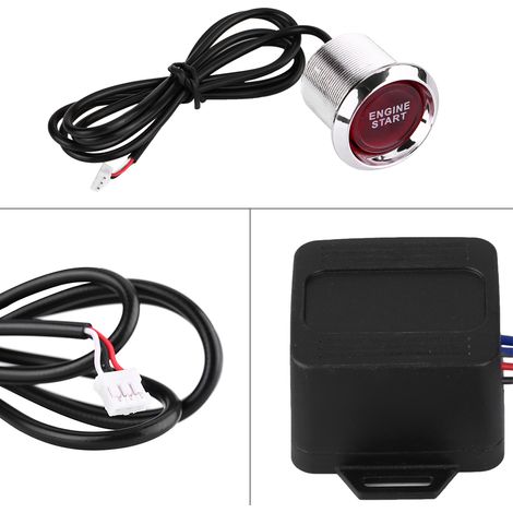Interrupteur d'allumage universel automobile 12V à un bouton (voyant rouge) (1/5)