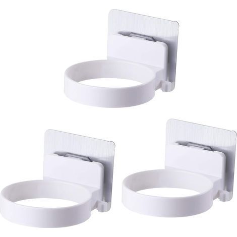 3PCS Support de Sèche-Cheveux Mural, Porte Sèche Cheveux Support de Fixation, Etagère de Sèche-Cheveux à Ventouse Auto-adhésive, pour Chambres à Coucher, Toilettes, Salon de Coiffure (Blanc)