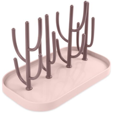 Égouttoir à Biberon,Egoutte-biberons Arbre avec Bac à Eau Amovible pour Biberon,Couverts,Tétines Gobelets(Rose)