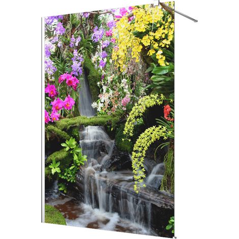 Stickers paroi de douche dépoli - Cascade fleur - 120 x 200 cm (1/2)