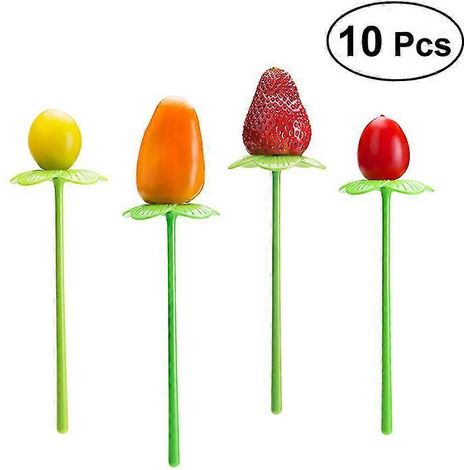 Ensemble de 10 couverts de cuisine en forme de fleur : fourchettes à fruits, cure-dents, outils à fruits, couverts de fête, motif dessin animé (couleur aléatoire).