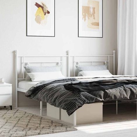Tête de lit métal blanc 200 cm avec pieds en acier, 206 x 3 x 97 cm - PANGIVO (1/5)