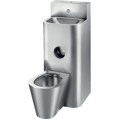 Delabie Kombi Compact avec chasse d'eau pour WC au sol avec robinetterie Edst. 1.4301 sat (1/2)