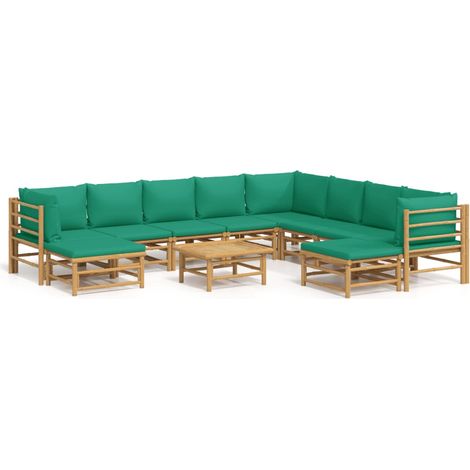 Maison Exclusive - Set Salotto da Giardino 11pz con Cuscini Verdi Bambù