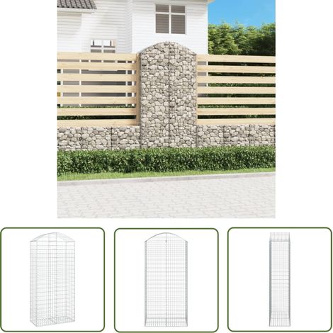 Gabion pour Pierres arqué Panier de gabions - Cage à pierre 100x50x200/220 cm Fer galvanisé BV854552 - BonneVie (1/5)
