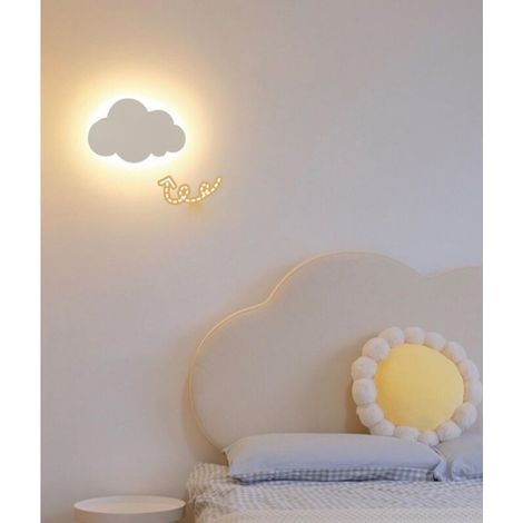 Applique Murale LED Chambre d'enfant Eclairage mural Lumière chaude Lampe de Lecture de chambre à coucher blanc Nuages créatif Lampe de Nuit de salon Couloir Lampe de chevet Acrylique lamp de mur (1/4)