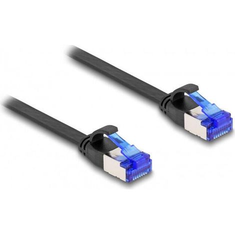 Delock rj45 flachband cable de red macho a macho cat.6a flexibel 1 m negro (1/2)
