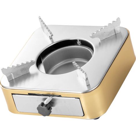 Réchaud à alcool portable en acier inoxydable, mini réchaud à alcool pour la maison, les pique-niques et le camping (couleur or). (1/5)