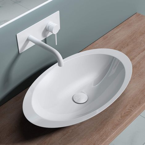 doporro Lavabo Vasque à Poser Blanc 60cm Lave Main Colossum802 59x35x11,5 cm (1/5)