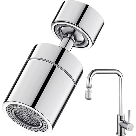 Aireador de grifo, aireador de grifo giratorio de 360° para boquilla de grifo de cocina, grifo ahorrador de agua con 2 modos de rociado, para grifos con rosca externa M22 o rosca interna M24. (1/5)
