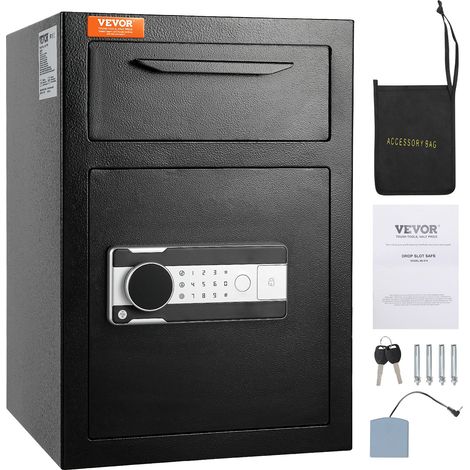 Coffre-Fort avec Serrure Électronique 70,8 L Coffre-Fort de Dépôt en Acier Laminé à Froid Coffre-Fort à Trappe Déverrouillage par Mot de Passe 3-12 Chiffres et Clés pour Argent Document Domicile (1/5)