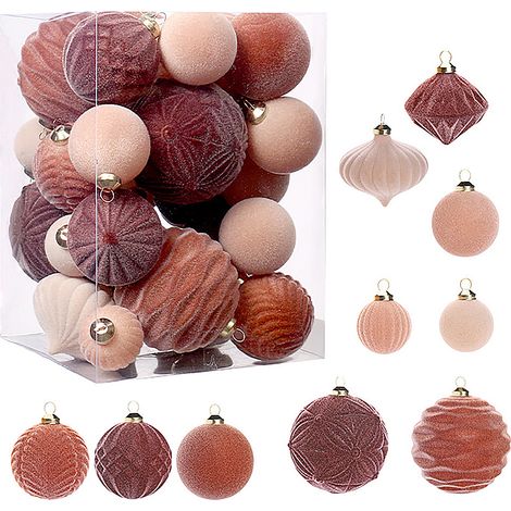 35 Samtkugeln, dekorative Hängeornamente, Festtags-Baumkugel-Set, Weihnachtsdekoration, Baumanhänger, gemischte Farben (1/2)
