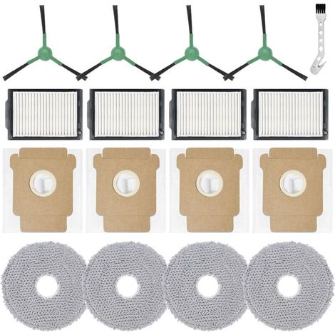 accessoires pour iRobot Roomba Plus 405 Combo Robot + / 505 Combo Robot + pièce de rechange pour aspirateur, 4 chiffons de lavettes,4 sacs à poussière 4 brosses latérales,4 filtres (1/5)