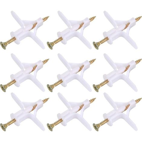 100 Pièces Fixations pour Plaques de Plâtre (50 Chevilles, 50 Vis), Chevilles Et Vis pour Plaques de Plâtre, Ancres Chevilles et Vis pour Fixations Murales Creuses Cloisons Sèches (1/5)