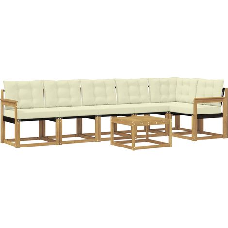Outdoor Sofa Set 7 pcs White and Cream vidaXL (1/5)