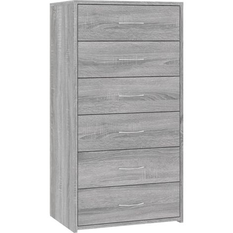 Credenza buffet cassettiera mobile contenitore organizer cucina soggiorno soggiorno con 6 cassetti Sonoma 50 x 34 x 96 cm derivati del legno grigio 020029763