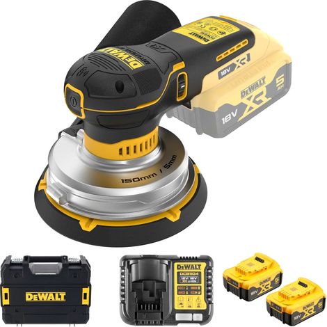 Levigatrice orbitale a batteria DEWALT DCW230P2, 150 mm, 18 V, 2 batterie da 5,0 Ah e caricabatterie in TSTAK