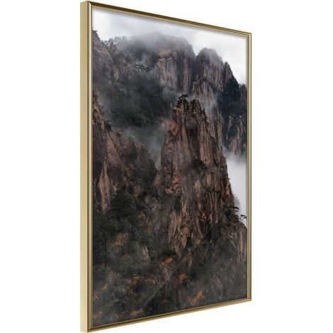Affiche Murale Encadrée "Mountain Ridge" 40 x 60 cm Or (1/2)