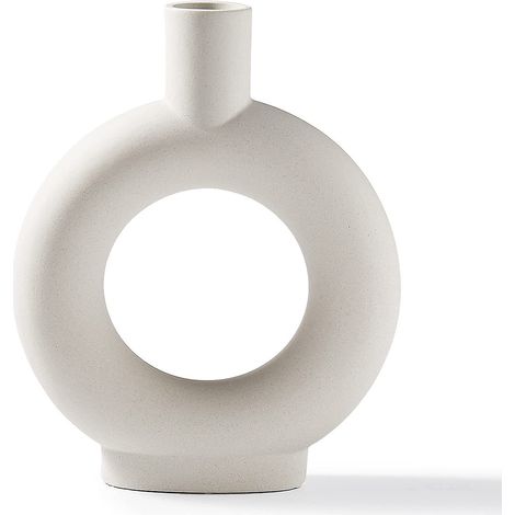 jarrón de cerámica, forma geométrica irregular, hecho a mano, sin esmaltar, para salón, oficina o cocina. (1/5)
